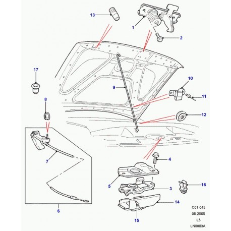 Land rover pene verrouillage avant crochet securite Discovery 2 (FPB100160)