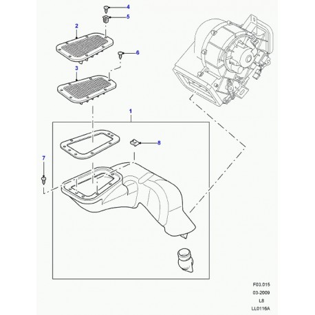 Land rover conduit d'air Defender 90, 110, 130 (JVD500100)