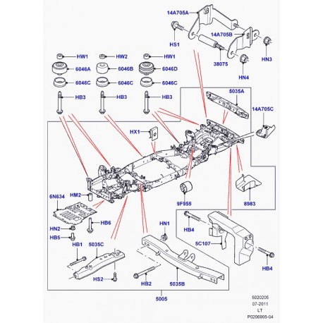 Britpart boulon Discovery 3, Range Sport (KYG500500LR)