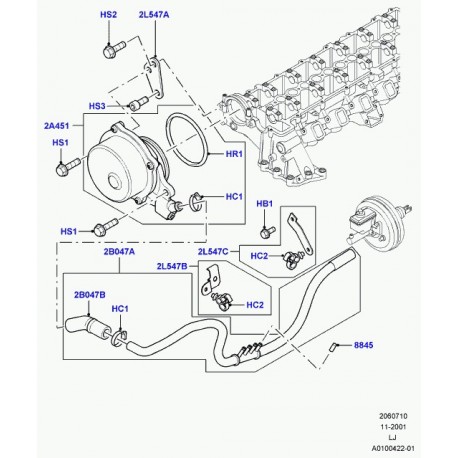 Land rover tuyau flexible a depression Range L322 (LKL000070)