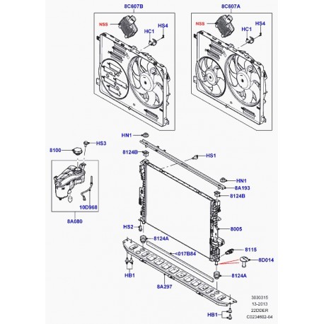 Land rover tasseau caoutchouc support radiateur Evoque (LR000242)