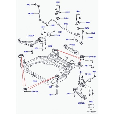 Land rover vis a tete hexagonale avec rondelle Evoque (LR000466)