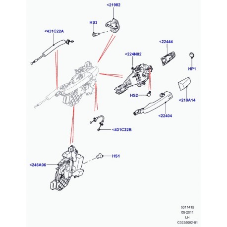 Land rover gache verrouillage de porte Evoque (LR000565)