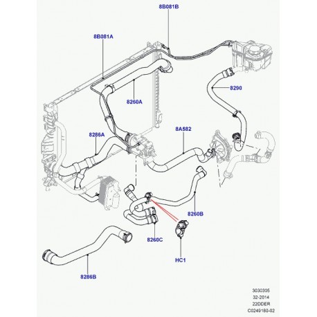 Land rover tuyau flexible by-pass d'eau Evoque (LR001311)