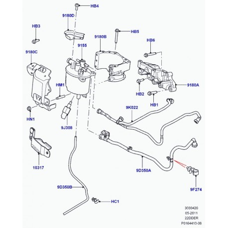 Land rover support filtre a combustible Evoque (LR001314)