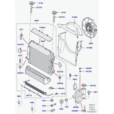 Land rover goupille Discovery 3 et Range L405 (LR002185)