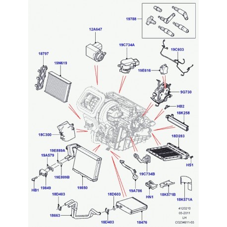 Land rover radiateur chauffage Evoque (LR002632)