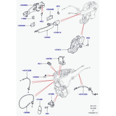 Land rover capuchon protecteur-serrure porte Discovery 3, Range Sport (LR003440)