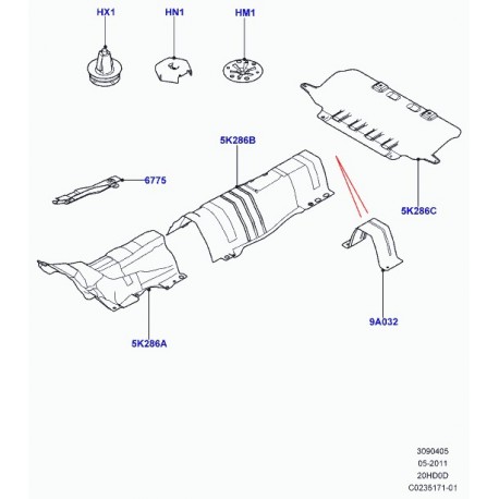 Land rover protecteur tuyaux de combustible Evoque (LR003824)