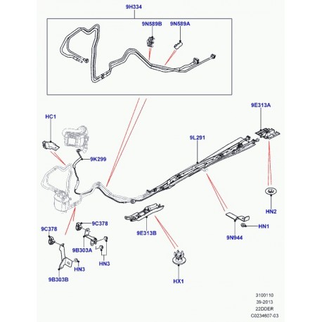 Land rover protecteur tuyaux de combustible Evoque (LR003826)