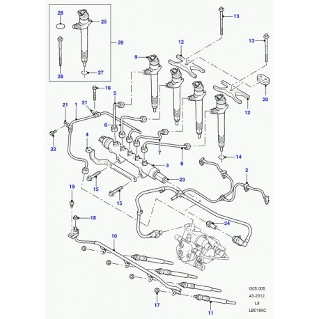 Land rover vis a tete hexagonale Defender 90, 110, 130, Range L322, Sport (LR004029)