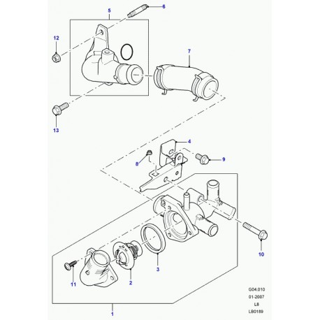 Land rover tubulure de sortie d'eau Defender 90, 110, 130 (LR004463)