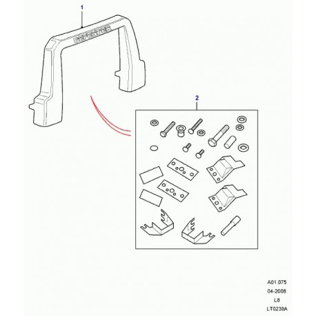 Land rover jeu de pieces de fixation Defender 90, 110, 130 (LR005236)