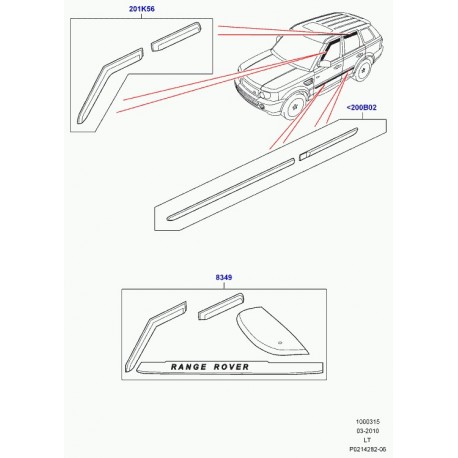 Land rover jeu deflecteur d'air Range Sport (LR006508)