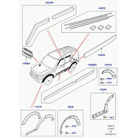 Land rover moulure exterieure porte Discovery 3 (LR007052)