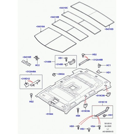 Land rover garnissage de pavillon Range L322 (LR007411)