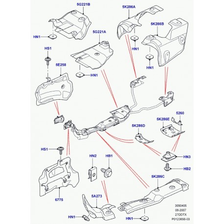 Land rover support ecran thermique Discovery 3, Range Sport (LR007466)