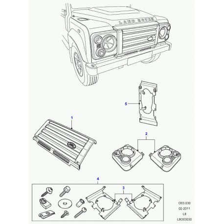 Land rover jeu de pieces de fixation Defender 90, 110, 130 (LR008366)