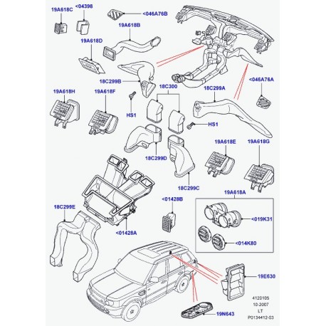 Land rover buse d'etalement d'air Range Sport (LR008388)