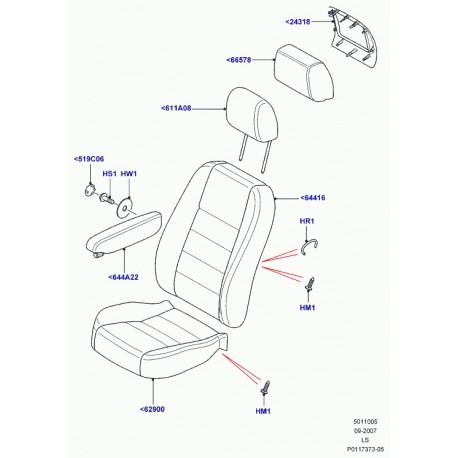 Land rover garnissage coussin de siege Discovery 3 (LR008425)