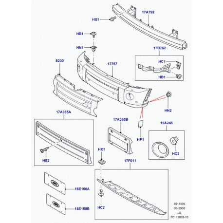 Land rover moulure pare-chocs Discovery 3 (LR008621)