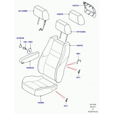 Land rover garnissage coussin de siege Range Sport (LR008629)