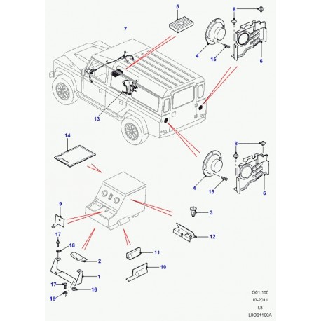 Land rover amplificateur de graves Defender 90, 110, 130 (LR008912)