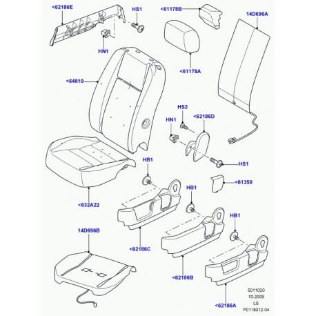 Land rover revetement coussin de siege Discovery 3 (LR009183)