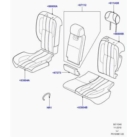 Land rover garniture dossier de siege arrière Range L322 (LR009556)