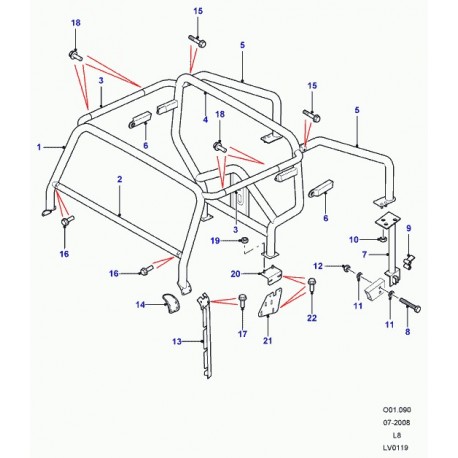 Land rover renfort lateral carrosserie Defender 90, 110, 130 (LR010159)