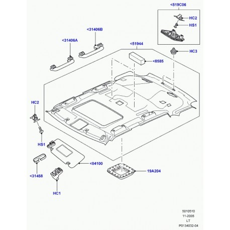 Land rover garnissage de pavillon Range Sport (LR010220)