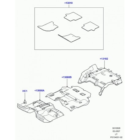 Land rover moquette plancher compt. chargem. Range Sport (LR010238)