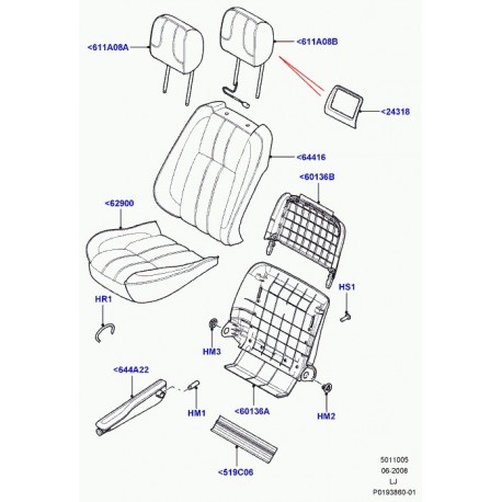 Land rover garnissage coussin de siege Range L322 (LR010470)