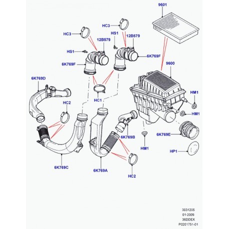 Land rover conduit d'air Range L322 (LR010553)