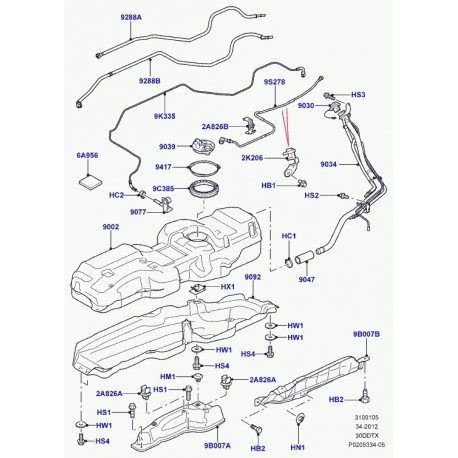 Land rover tuyau flexible tubulure rempliss. Discovery 3, Range Sport (LR010620)