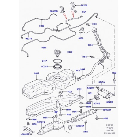 Land rover tuyau flexible tubulure rempliss. Range Sport (LR010621)