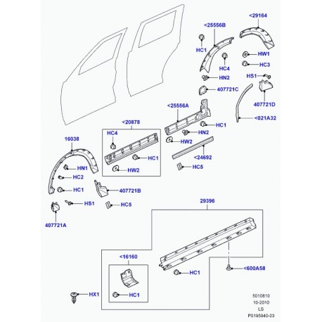 Land rover moulding door outside Discovery 3 (LR010626)