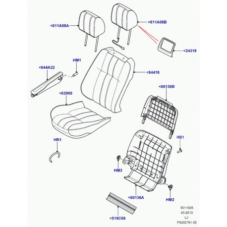 Land rover garnissage coussin de siege Range L322 (LR010898)