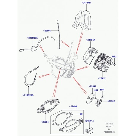 Land rover poignee extérieure de porte Range L322 (LR011102)