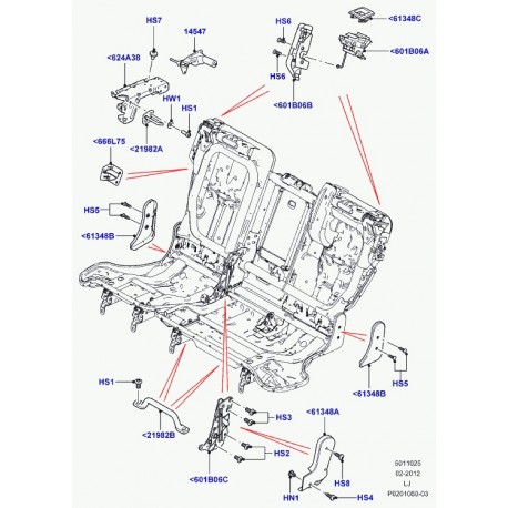 Land rover couvercle pivot de siege Range L322 (LR011171)