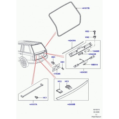 Land rover moulding rear window Range L322 (LR011183)