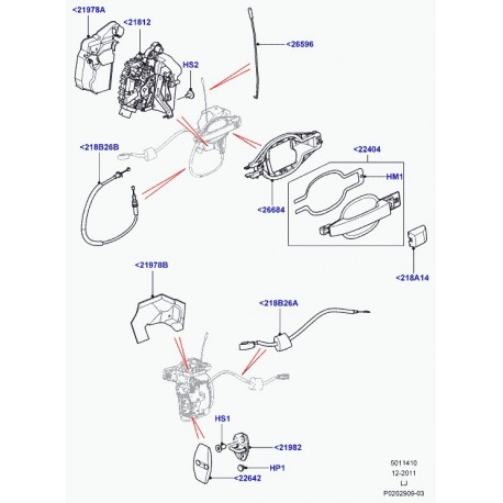 Land rover couvercle poignee Range L322 (LR011203)