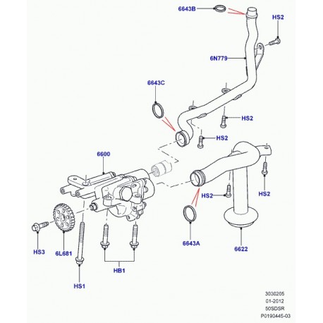 Land rover tube d'aspiration-pompe à huile Range Sport (LR011311)