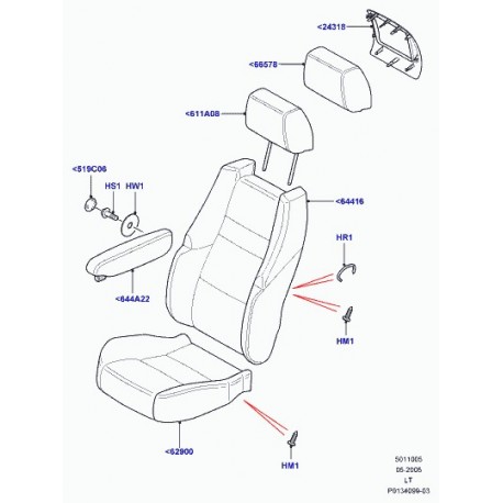 Land rover garnissage dossier de siege Range Sport (LR011371)