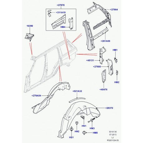 Land rover tole protectrice passage de roue Range L322 (LR011456)