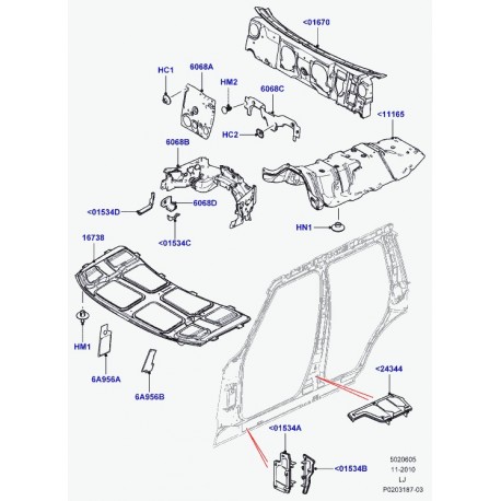 Land rover garniture insonorisation tablier Range L322 (LR011504)