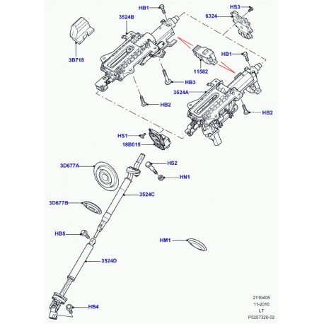 Land rover capteur-rotation duvolant Discovery 3, Range L322, Sport (LR011512)