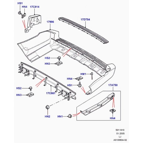 Land rover support pare-chocs Range L322 (LR011603)