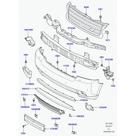 Land rover deflecteur d'air Range L322 (LR011849)