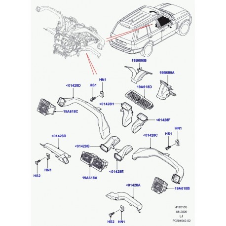 Land rover conduit d'air Range L322 (LR011973)